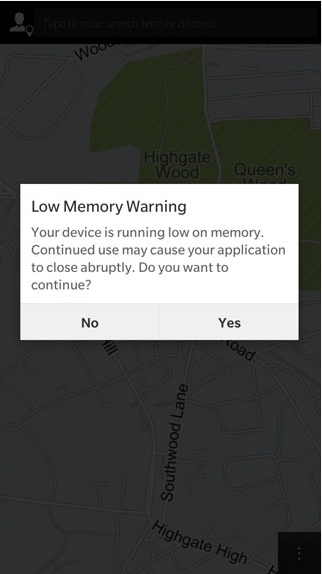 memory warning