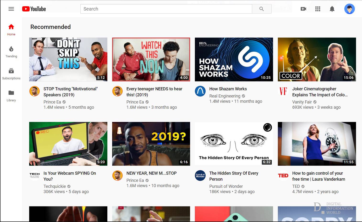 الصفحة الرئيسية لموقع يوتيوب قد تسبب انهيار المشاهدات